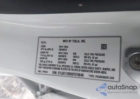 2025 Tesla Model 3 Long Range All-Wheel Drive из США, поврежденный, VIN 5YJ3E1EB6SF876848